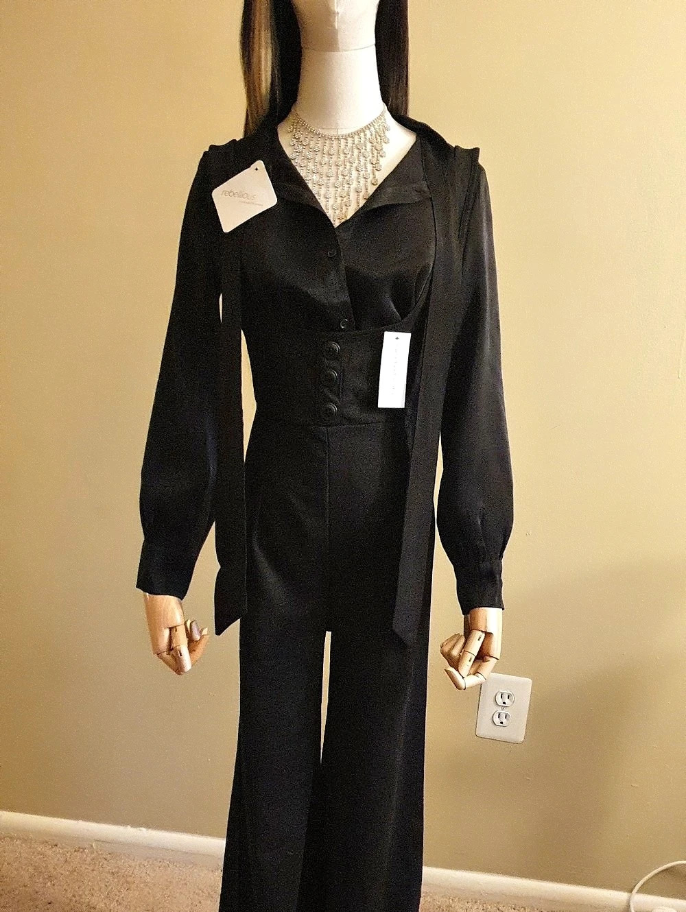 Fervour Black Long Sleeve Jumpsuit NWT